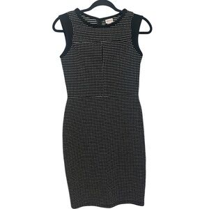 Merona Black and White Polka Dot Midi Dress XS Corporate Goth Work Office LBD